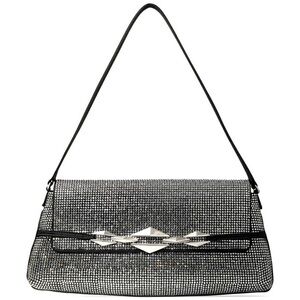 Jimmy Choo Diamond Crystal-Embellished Satin Shoulder Bag
